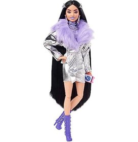 تصویر عروسک باربی اکسترا - پالتو پشمی بنفش و چکمه‌های بنفش برند barbie Barbie Extra Doll - Purple Fur Purple Boots