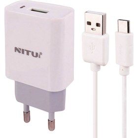 تصویر شارژر دیواری فست شارژ NITU NT-TC66F با کابل لایتنینگ 