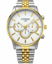 تصویر ساعت مردانه سیتیزن vip صفحه سفید طلایی 
