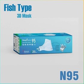 تصویر ماسک مدل فیش سایز بزرگ رسپی‌نانوکر N95– بسته ۲۵ عددی Fish Type Large-Sized N95 Face Mask – 