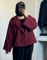 تصویر کت زنانه زرشکی جنس مازراتی 