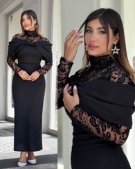 تصویر پیراهن مجلسی زنانه شکوفه سایز ۴۲ تا ۵۰ رنگ مشکی 