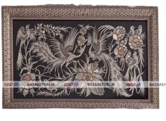 تصویر تابلو مسی قلم زنی سبک مُشَبَک طرح گل و مرغ با قاب خاتم دو گل مخصوص موزه و دکوراسیون در ابعاد 30*60 کد 13 برند قلمستان فروشگاه قلمستان - بازار فوری Copper panel inlaid with a lattice style- flower a​nd chicken design- with a double flower inlay frame- fO​R museums a​nd decO​Ration- dimensions 30*60- code 13- Qalamestan bra​nd- Qalamestan stO​Re