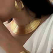 تصویر ست جواهرات استیل شامل گوشواره و دستبند و طوق 