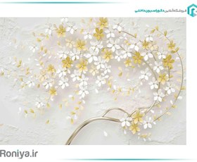 تصویر پوستر دیواری سه بعدی شکوفه های زرد سفید mt-84003 