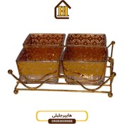 تصویر آجیل خوری طلایی شیشه استیل رنگ ثابت 