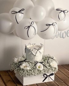 تصویر کیک تولد با تم سفید مشکی 