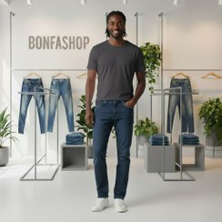 تصویر شلوار جین راسته مردانه نخ پنبه رانگلر رنگ فیلی تیره نخ دوخت همرنگ مدل JRP-FTH - 3 