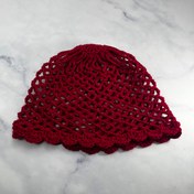 تصویر کلاه مکرومه کد 1010 - زرشکی 