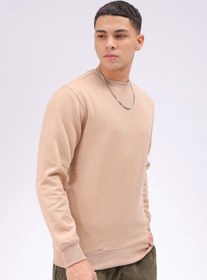 تصویر سویشرت مردانه بافت دار مناسب، آستین بلند و ساده از پلی استر برند the indian garage co Men Knitted Regular Fit Solid Long Sleeve Polyester Sweatshirt