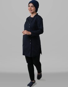 تصویر روپوش زنانه مدل مدیکال سرمه‌ای Women's ‌Blue Navy Medical design Lab Coat