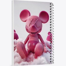 تصویر دفتر نت موسیقی 100 برگ خندالو طرح میکی موس صورتی 