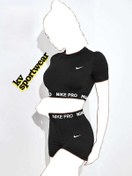 تصویر ست کراپ شلوارک نخ پنبه زنانه NIKE PRO ا Nike Pro womens cotton cotton shorts crop set Nike Pro womens cotton cotton shorts crop set