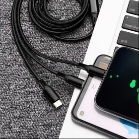 تصویر کابل تبدیل USB به MicroUSB / USB-C / لایتنینگ پاواریال مدل DC-03 طول 1.2 متر 