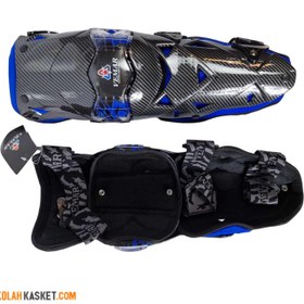 تصویر محافظ زانو موتور سواری VEMAR طرح کربن BLUE VEMAR motorcycle knee protector BLUE carbon design