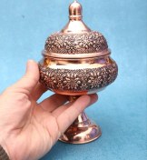 تصویر قندان مسی ریزگل تک پایه سفینه ای 