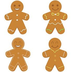 تصویر مجموعه شیرینی زنجبیلی آدمکی – Set of sweet gingerbread cookies 