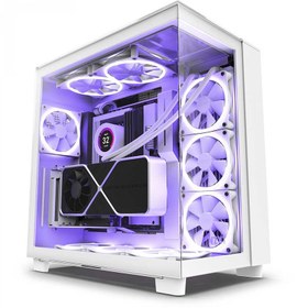 تصویر NZXT H9 Elite Dual-Chamber ATX Mid-Tower PC Gaming Case – Includes 3 x 120mm F120 RGB Duo Fans with Controller– Glass Front, Top & Side Panels – 360mm Radiator Support – Cable Management – White 