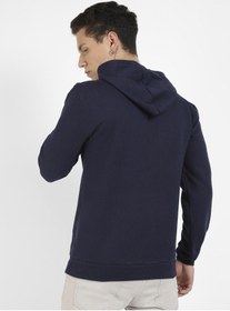 تصویر هودی آبی تیره مردانه با طرح "بدون برنامه آینده" و جیب کنگورویی برند campus sutra Men's Navy Blue No Future Plans Hoodie With Kangaroo Pocket