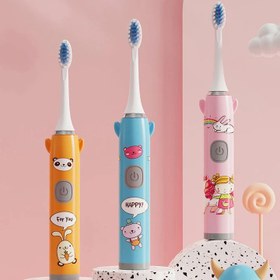 تصویر مسواک شارژی طرح کارتونی کودک Ultrasonic Children's electric toothbrush