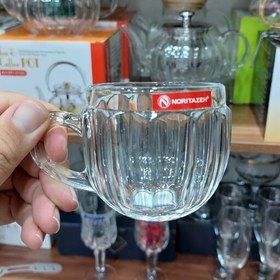 تصویر استکان دسته دار ایرانی کاملا شفاف، مناسب هدیه و چای و.. 