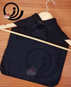 تصویر یقه حجاب نگینی ریون مشکی 