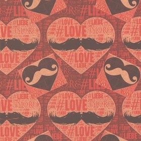 تصویر کاغذ کادو کرافت طرح عشق و سیبیل Gift kraft paper design of love and mustache