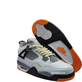 تصویر نایک ایر جردن 4 رترو چانکی لیس سفید نارنجی (Nike Air Jordan 4 Retro Chunky Lace) 