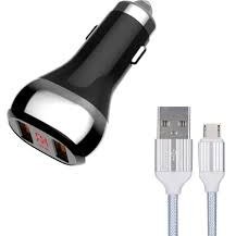 تصویر شارژر فندکی الدینیو مدل C2 به همراه کابل تبدیل microUSB شارژر موبایل شارژر فندکی الدینیو C2 مشکی-نقره ای