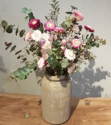 تصویر گلدون مینای بهاری Spring straw flower arrangment