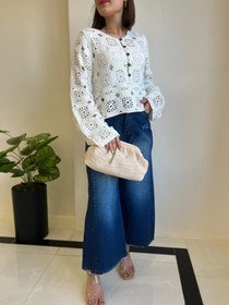 تصویر بلوز قلاب بافی طرح مربع 