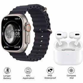 تصویر پک ساعت هوشمند و ایرپاد مدل x9 اصلی به همراه کابل کله شارژ و بند اضافه 