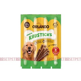 تصویر تشویقی مدادی سگ اورلاندو با طعم گوشت شکاری ۴ عددی (بسته بندی جدید) Orlando, Dog Treat Sticks, Game Meat 4x11g