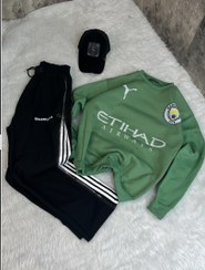 تصویر ست لباس ورزشی مردانه کیت باشگاهی منسیتی رنگ آبی و مشکی و خردلی و سفید و سبز 