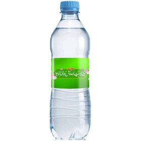 تصویر برچسب بطری آب آشامیدنی 500cc با شعارعمری است جرعه نوش ولای توایم 