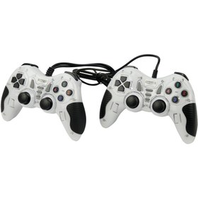 تصویر دسته بازی دوبل شوک دار سیمی USB-606 - قرمز USB-606 WIRED GAMEPAD