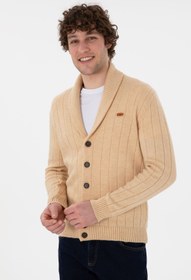 تصویر ژاکت جلو باز مردانه کش بافش ماسه U.S. Polo Assn. 