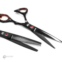 تصویر ست قیچی فینی مشکی تم قرمز (6اینچ) Finny Black and red theme scissors set (6 inches)