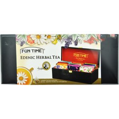 تصویر پک دمنوش کادویی جعبه چوبی ۳۳ عدد فان تایم – fun time 