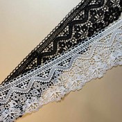 تصویر گیپور زیکزاکی یکطرفه سایز ۹ سانتی سفید/مشکی 