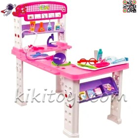 تصویر میز پزشکی و دکتری اسباب بازی صورتی دخترانه Doctor Play Set W086 