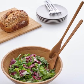 تصویر قاشق و چنگال سرو سالاد ایکیا مدل IKEA GRÖNSAKER IKEA salad servers set, bamboo