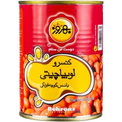 تصویر کنسرو لوبیا چیتی با سس گوجه فرنگی بهروز 390 گرمی 