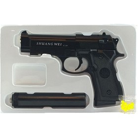 تصویر کلت Airsoft فلزی C18+ خفه کن دار 