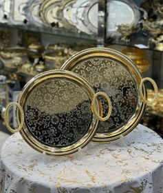 تصویر سینی پذیرایی استیل ۲ تیکه اماراتی 