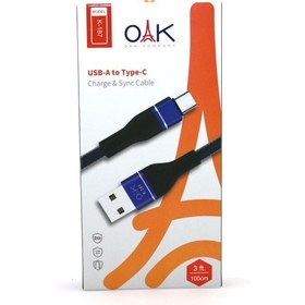 تصویر کابل شارژ و انتقال دیتا تایپ سی Type-c مدل Oak k-187 با 8 ماه گارانتی بلوط 