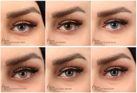 تصویر لنز چشم سالانه هرا رنگ طوسی عسلی دور دار شماره HV310 Hera annual eye contact lens in honey gray color with rim number HV310