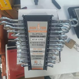 تصویر مجموعه 12عددی اچار یه سر تخت یه سر رینگ مارک هانتر 