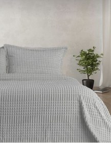 تصویر ست پتو سه تکه مدرن خطی به رنگ خاکستری روشن برند merinos Modern Line 3 Piece Blanket Set A. Gray