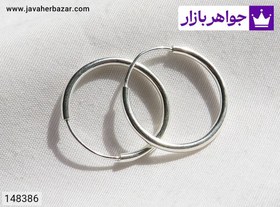 تصویر گوشواره نقره حلقه ای ساده کد 148386 